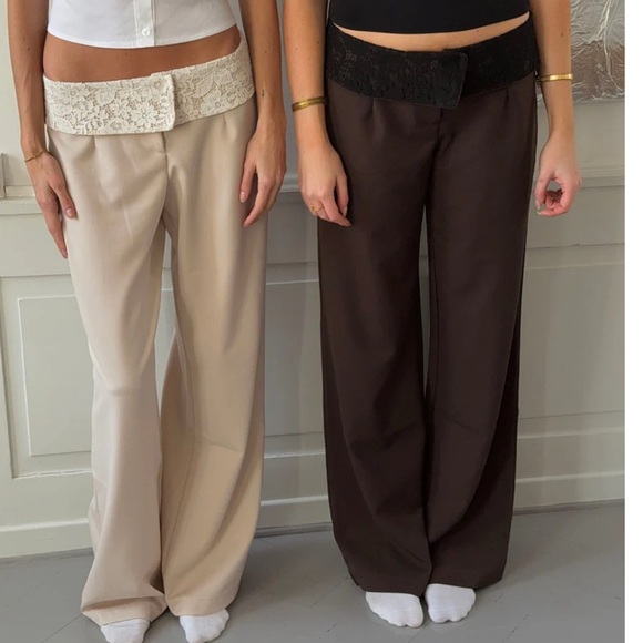 Design By Si Pants - Design By Si Calsia fold over suit pants